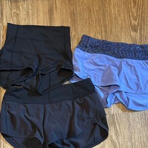 Lululemon Black and Blue Athletic Shorts Set